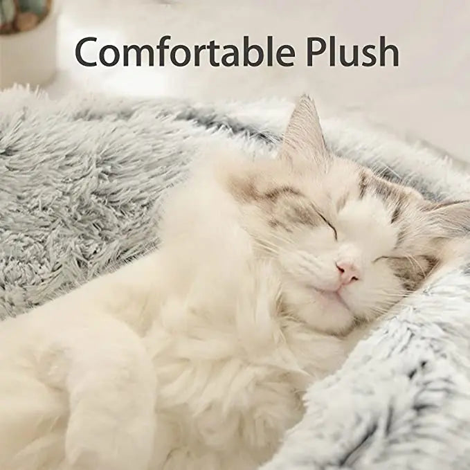 Winter Plush 2-in-1 Cat Bed & Cushion House for Small Dogs & Cats – Warm Sleep Bag & Nest