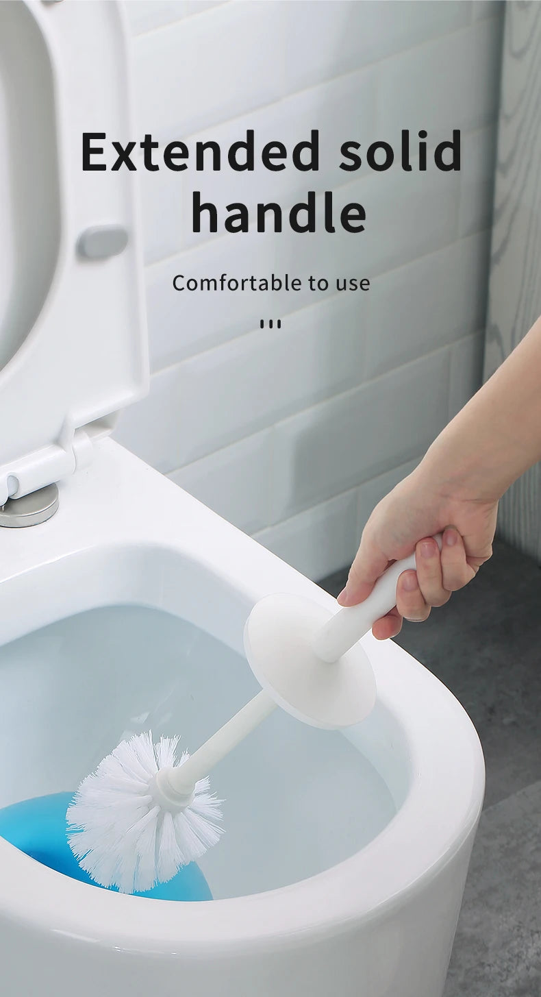 WORTHBUY Plastic Toilet Brush – Long Handle with Stand for Bathroom