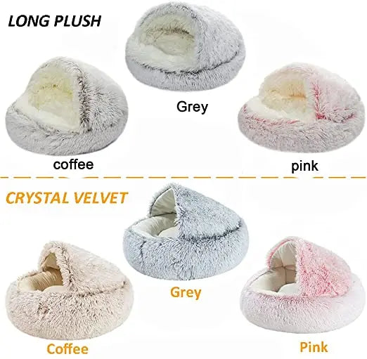 Winter Plush 2-in-1 Cat Bed & Cushion House for Small Dogs & Cats – Warm Sleep Bag & Nest