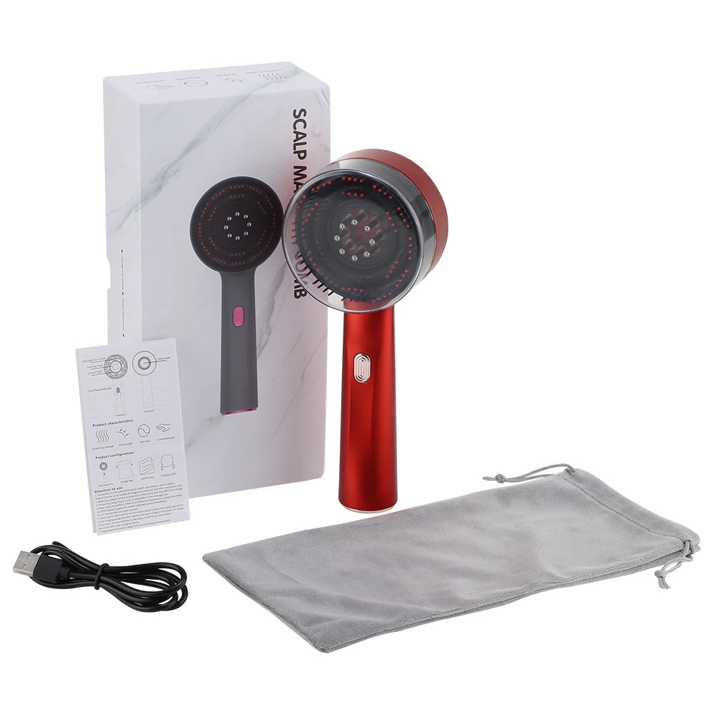 Electric Scalp Massager with Red Light Therapy & Oil Applicator for Hair Growth