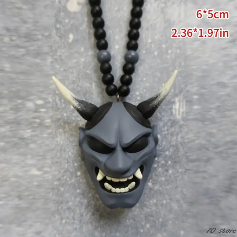 Japanese Oni Samurai Helmet Pendant – Kabuto Mask Rearview Mirror Accessory