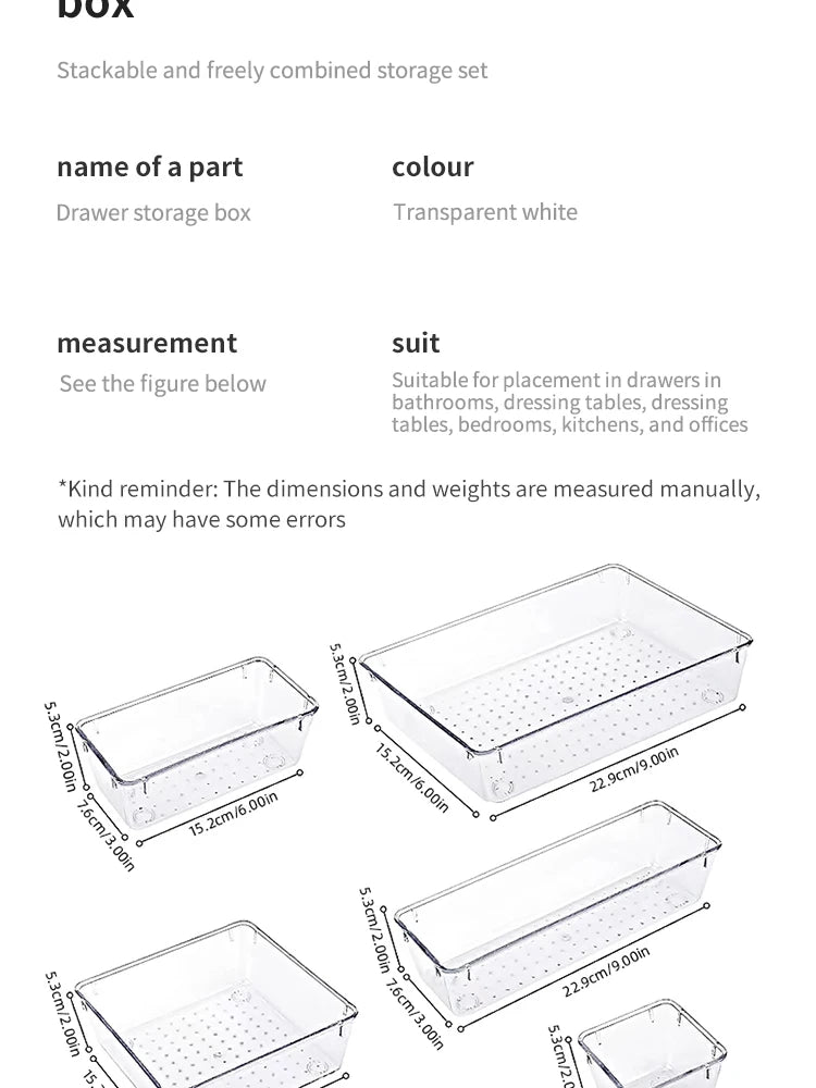 Drawer Organizers Set Clear Plastic