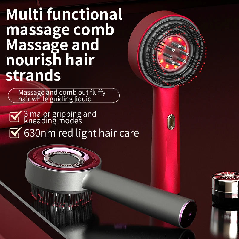 Electric Scalp Massager with Red Light Therapy & Oil Applicator for Hair Growth