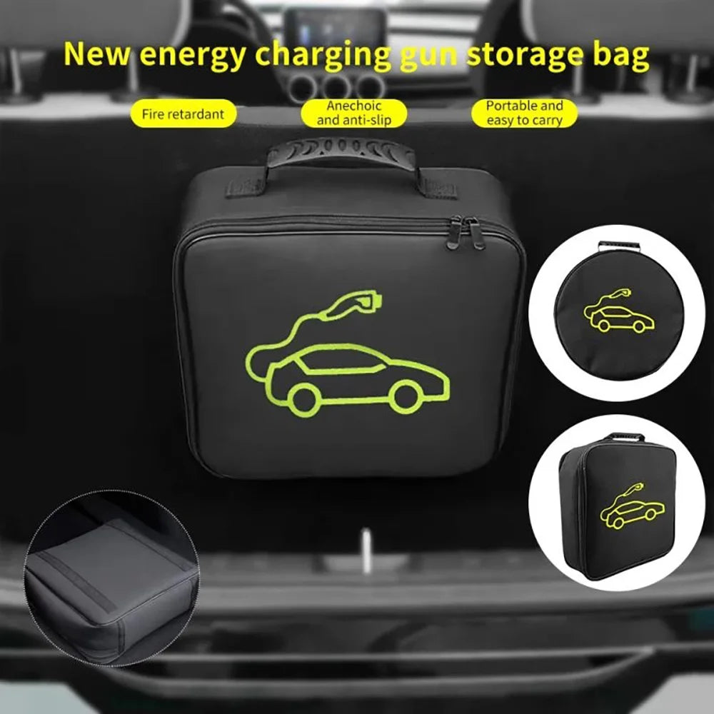 EV Car Charging Cable Storage Bag – Waterproof & Fire-Retardant Charger Container