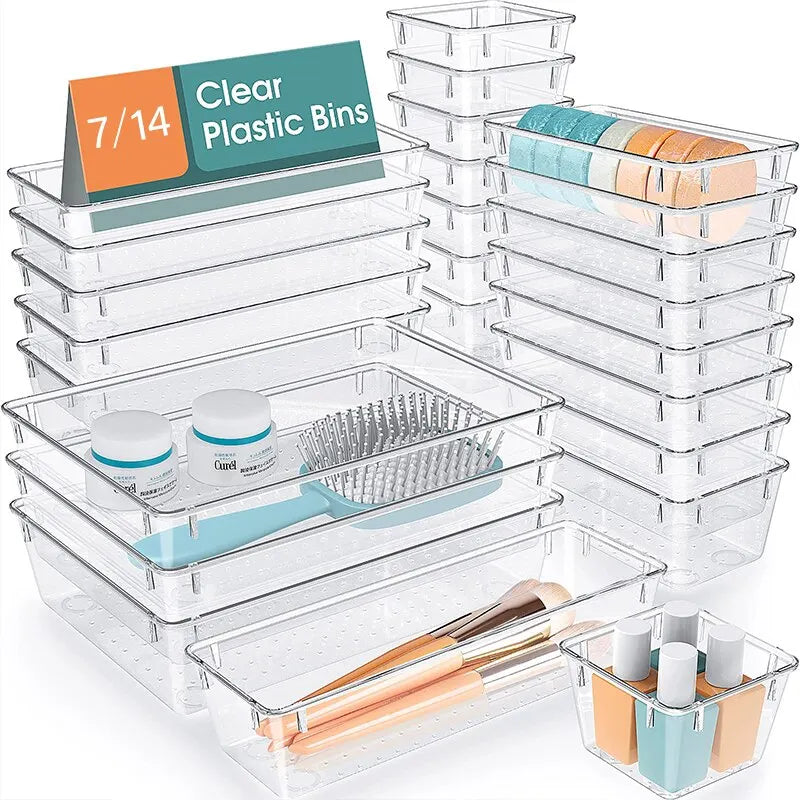 Drawer Organizers Set Clear Plastic