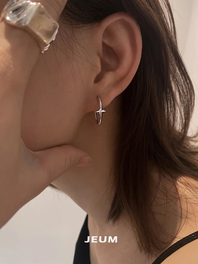 Sterling Silver Earrings Small Star Earrings Female