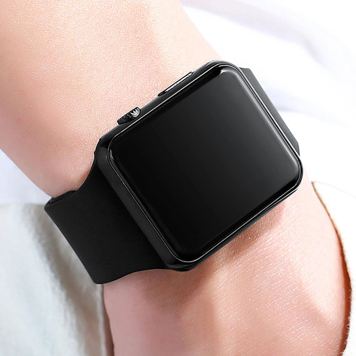 2Pcs Fashion Couple Sports Digital Watches – Square Silicone Band