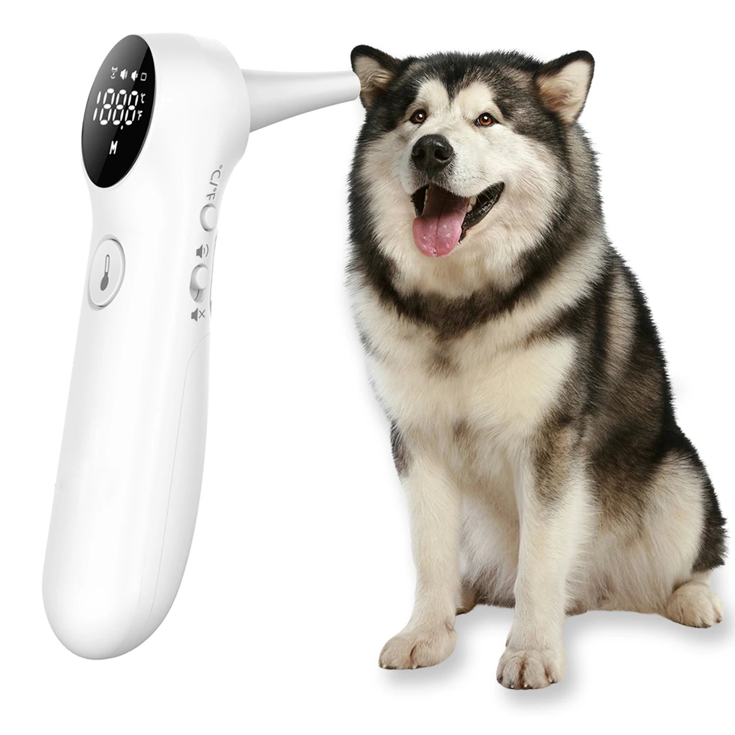 Pet Ear Thermometer for Dogs & Cats – Includes 20 Swabs for Livestock & Pets