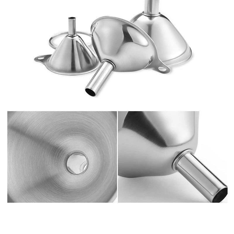 Stainless Steel Funnel Set – 3-Piece Mini Liquid Dispenser for Kitchen