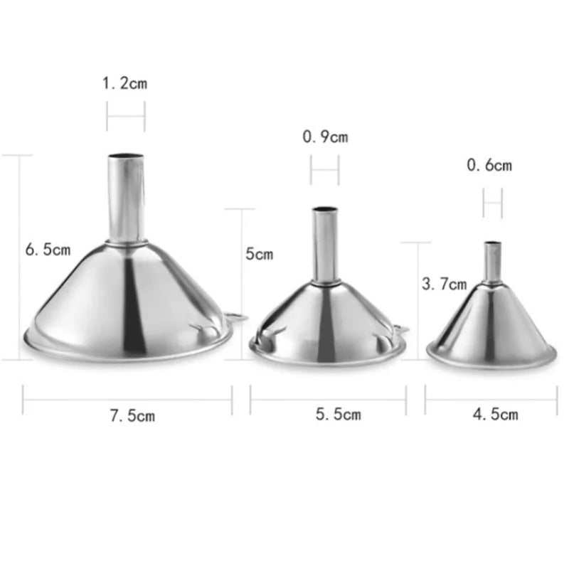 Stainless Steel Funnel Set – 3-Piece Mini Liquid Dispenser for Kitchen