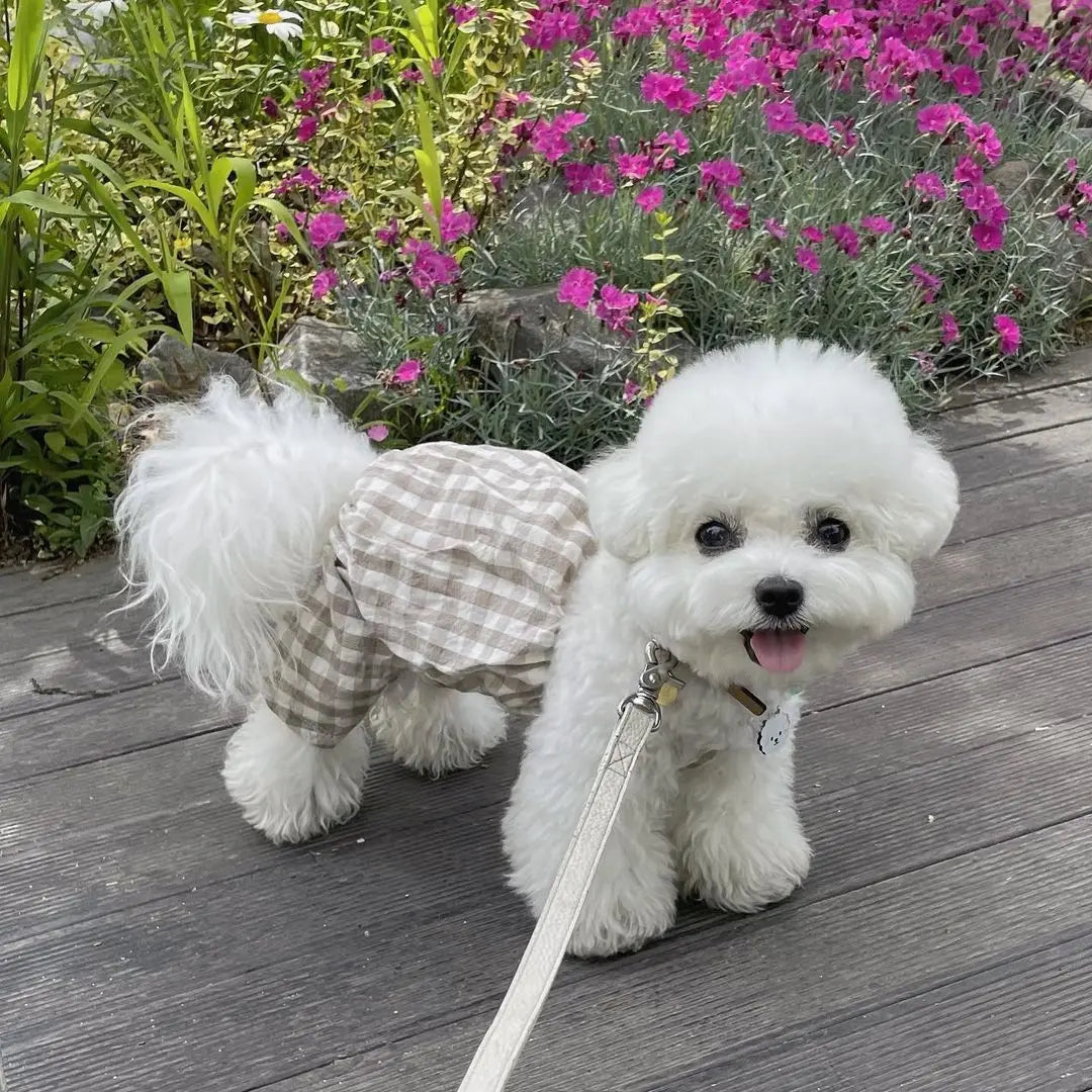 Dog Skirt Retro Suspenders Plaid Overalls Pet Clothes