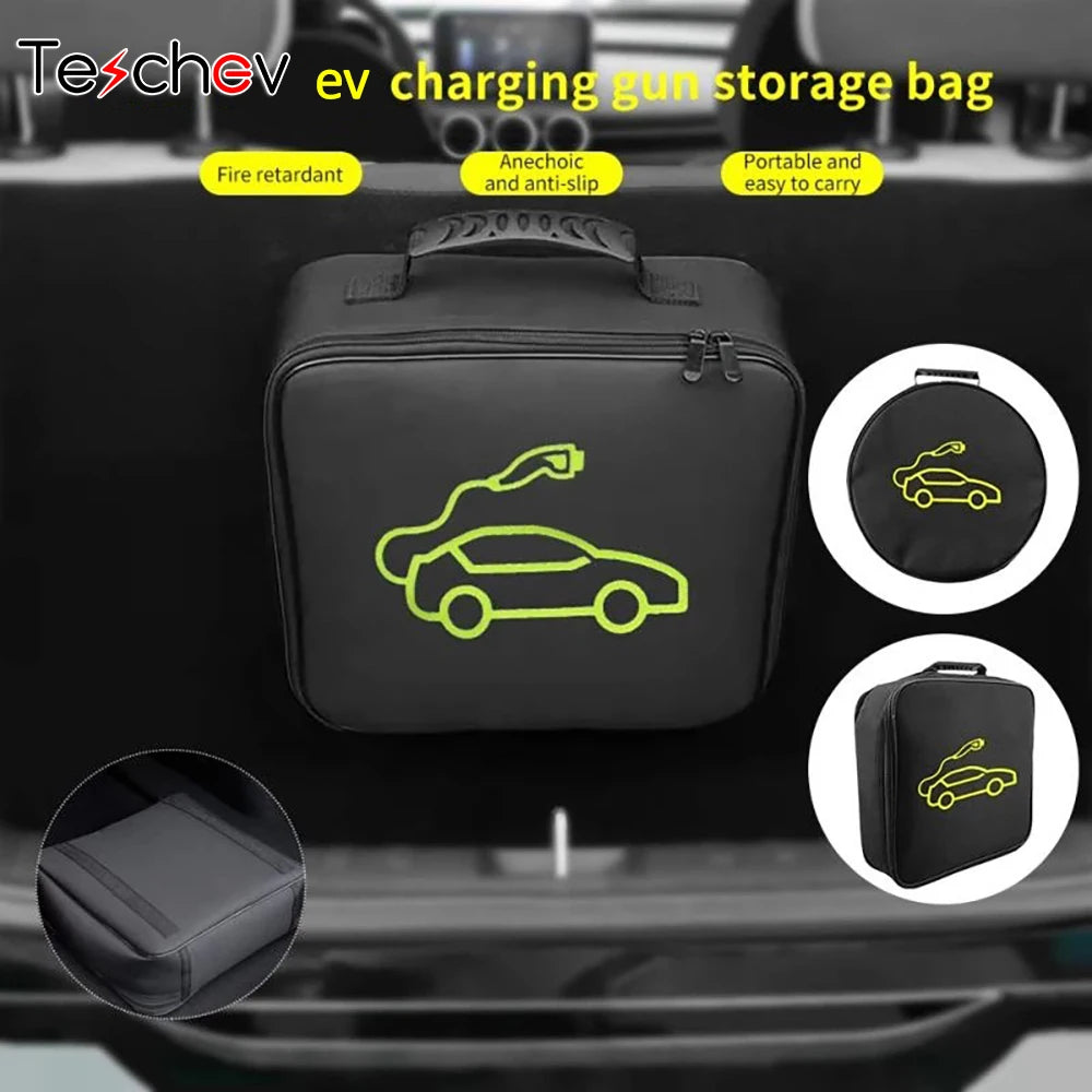 EV Car Charging Cable Storage Bag – Waterproof & Fire-Retardant Charger Container