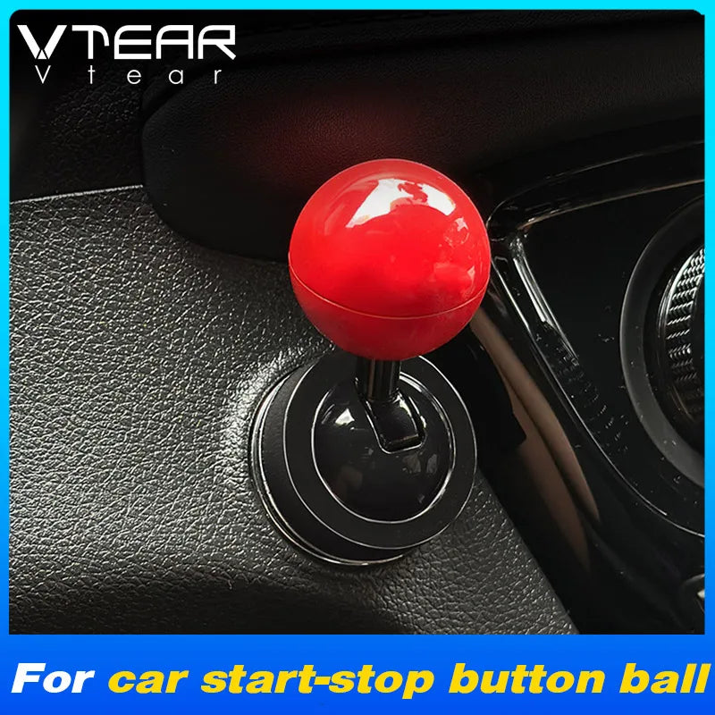 Vtear Universal Car Start/Stop Button Cover – Metal Ball Rocker Sticker Accessory