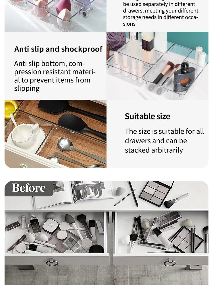 Drawer Organizers Set Clear Plastic