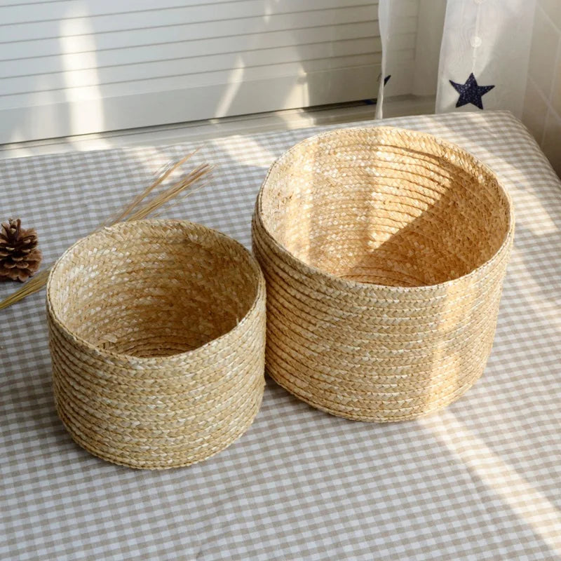 Grass Hand-woven Storage Basket With Lid