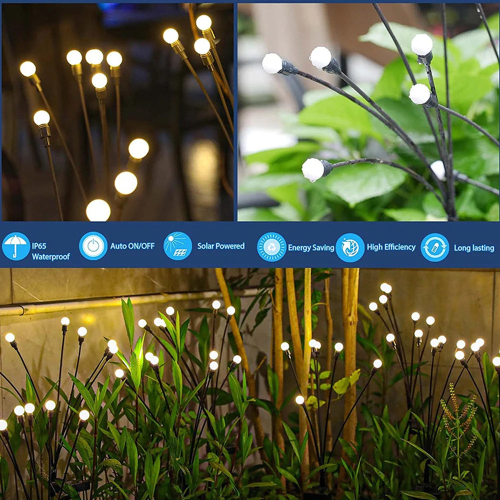 Solar LED String Fairy Lights Path Lawn Landscape Firefly Lamp