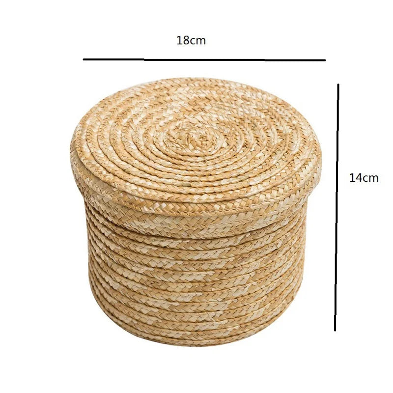 Grass Hand-woven Storage Basket With Lid