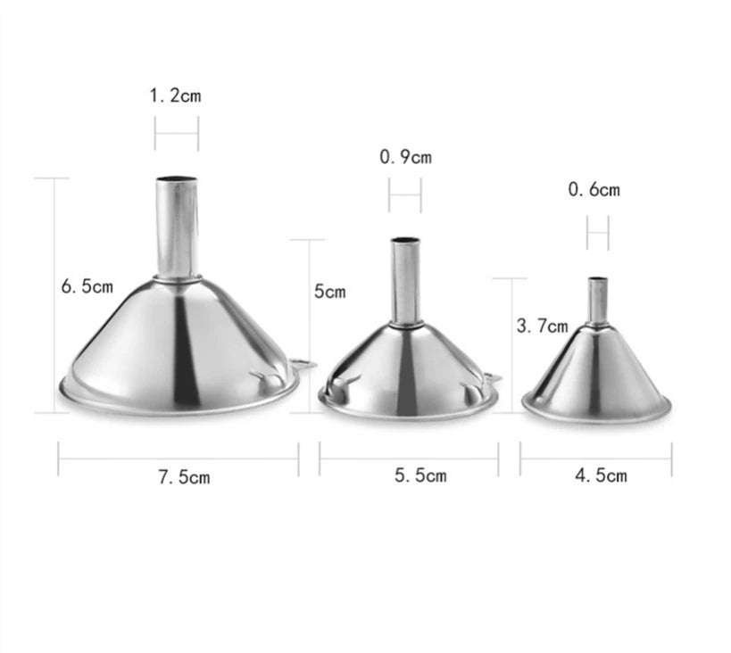 Stainless Steel Funnel Set – 3-Piece Mini Liquid Dispenser for Kitchen