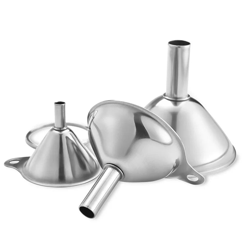 Stainless Steel Funnel Set – 3-Piece Mini Liquid Dispenser for Kitchen