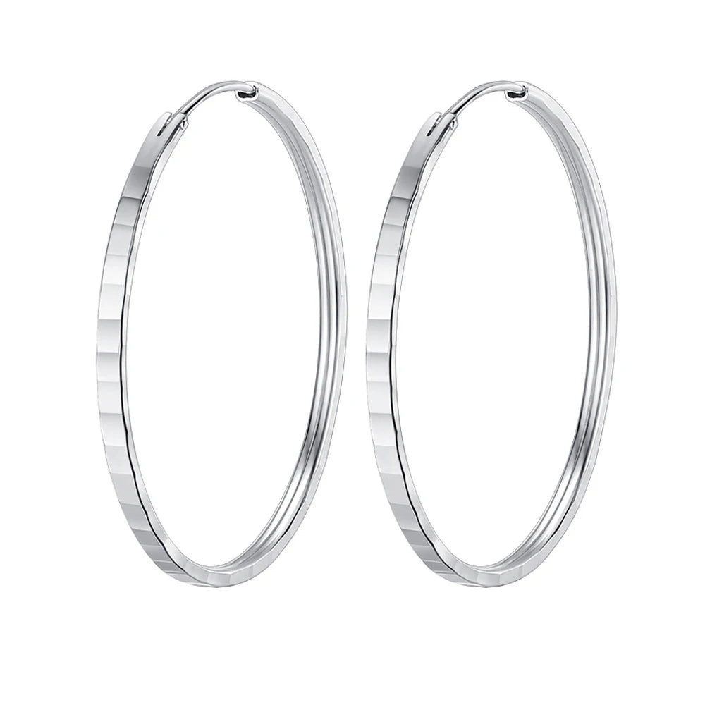 Sterling Silver Fashion Round Hoop Earrings New Jewelry For Women