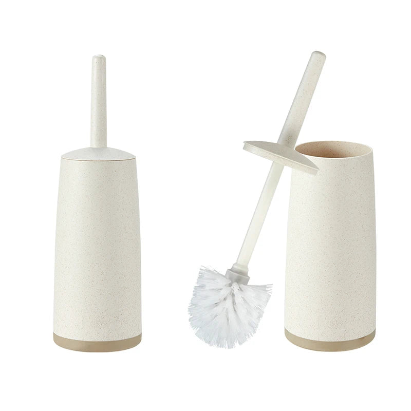 WORTHBUY Plastic Toilet Brush – Long Handle with Stand for Bathroom