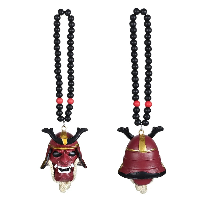 Japanese Oni Samurai Helmet Pendant – Kabuto Mask Rearview Mirror Accessory