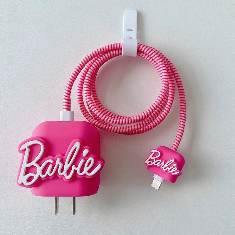 MINISO Kawaii Barbie iPhone Charger Cover – Cute Silicone & PVC Accessory