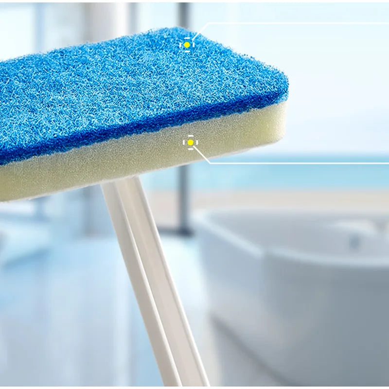 Multifunctional Bathroom Wall & Floor Brush – Long Handle Removable Sponge