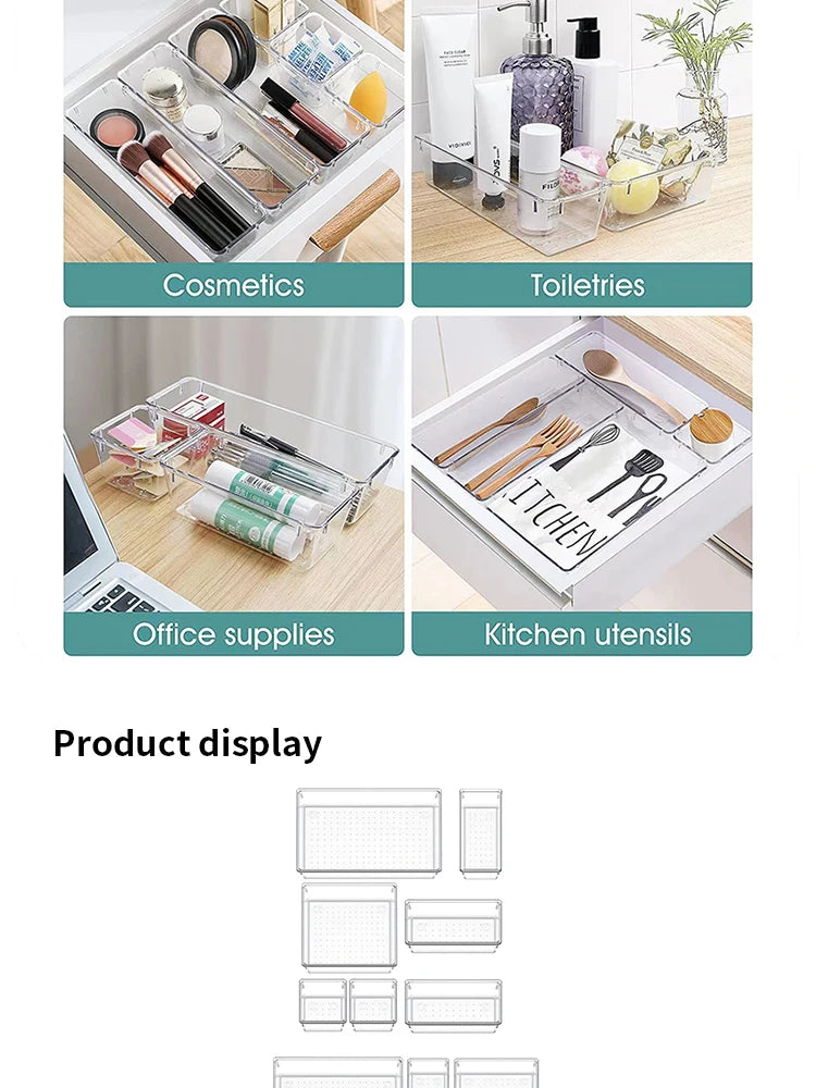 Drawer Organizers Set Clear Plastic