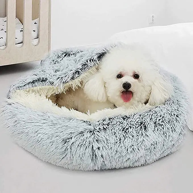 Winter Plush 2-in-1 Cat Bed & Cushion House for Small Dogs & Cats – Warm Sleep Bag & Nest