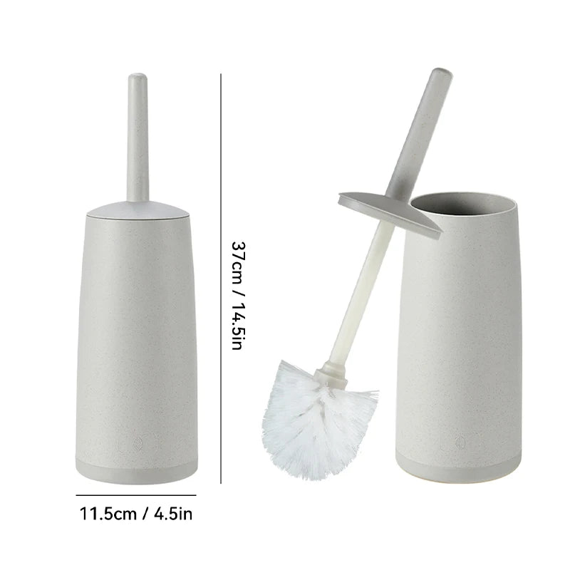 WORTHBUY Plastic Toilet Brush – Long Handle with Stand for Bathroom