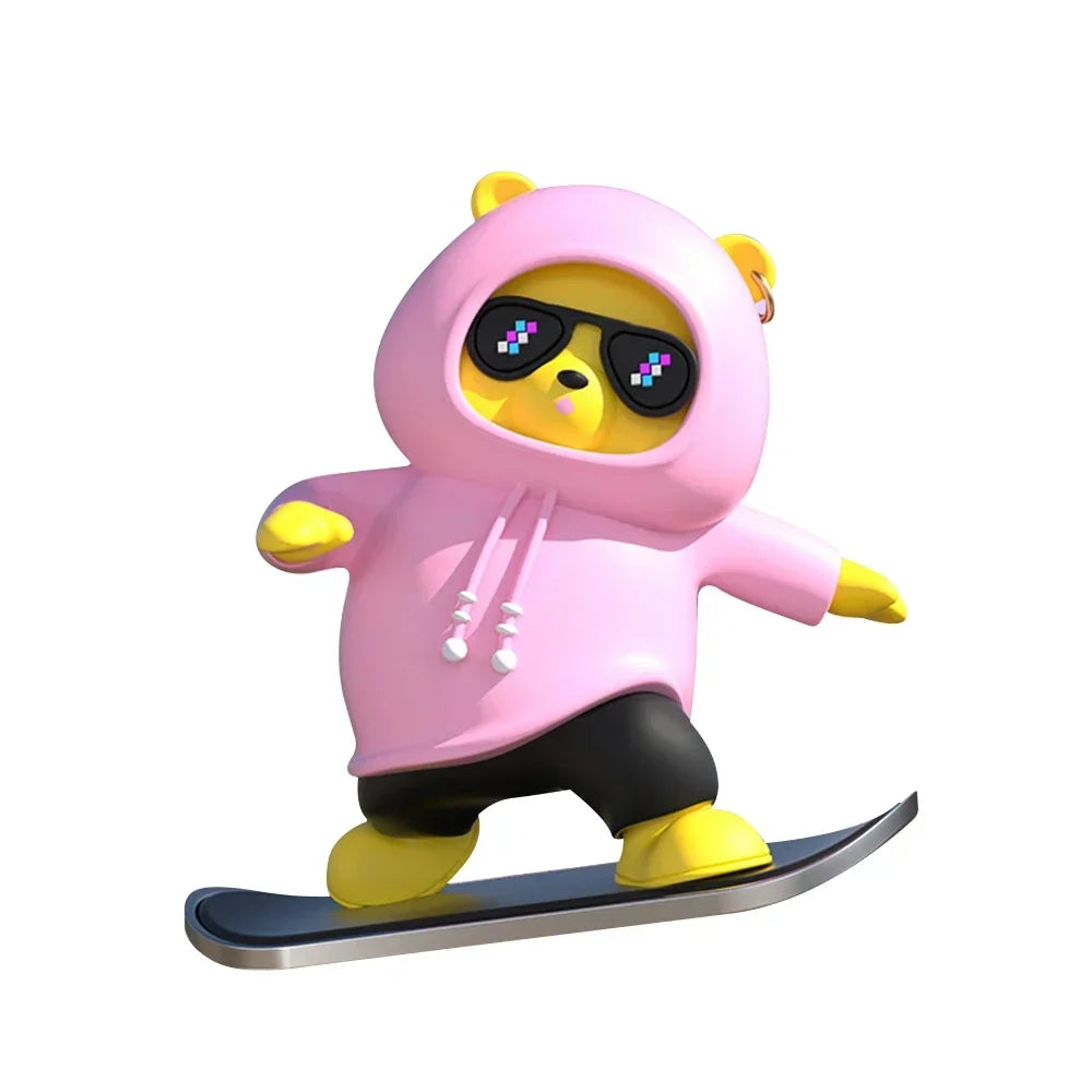 Automatic Sliding Skateboard Bear Car Ornaments