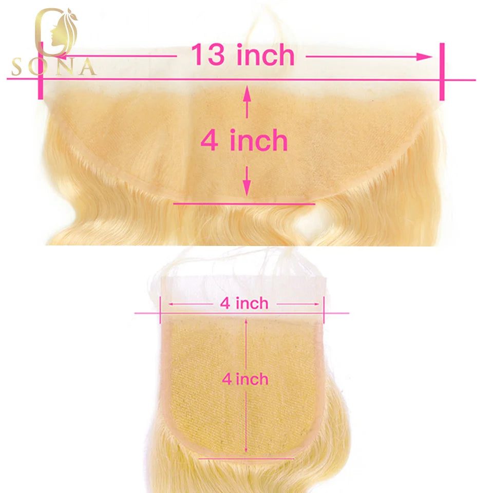 Honey Blonde Ombre Hair Bundles – 3 Bundle Set with Closure & HD Lace