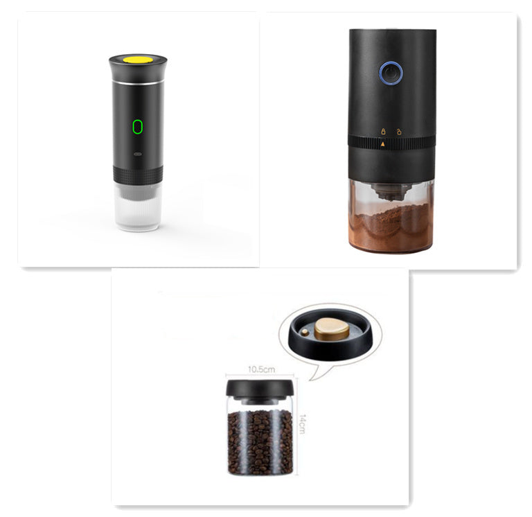 3-in-1 Electric Coffee Grinder & Espresso Maker – Portable Travel Coffee Machine